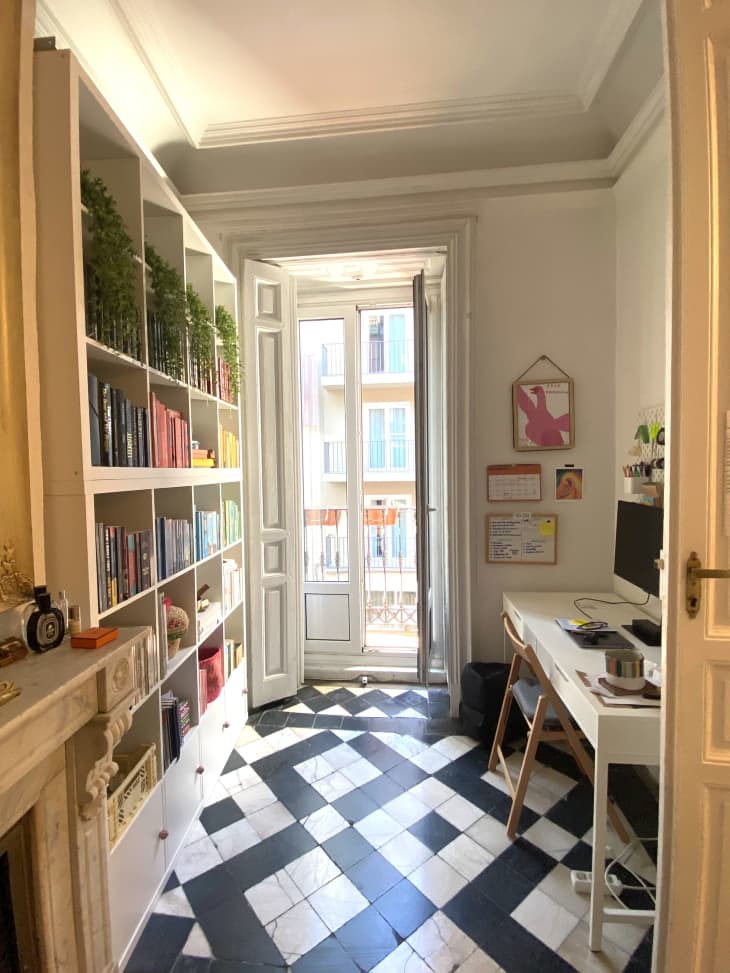 View of Bohemian Madrid Apartment With Black & White Tile Floors | Apartment ...